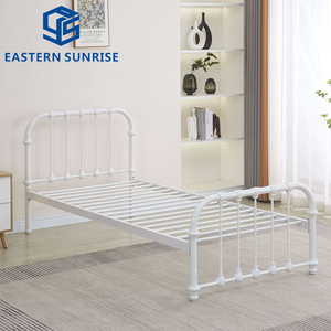 Кровать для спальни в античном стиле для детей и взрослых, минималистичная металлическая односпальная кровать черного цвета с прочным металлическим каркасом - Product Image 6