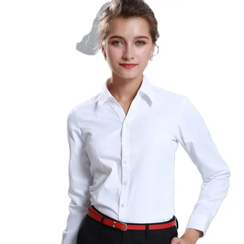 Women Business Office OL Work Long Sleeve Black Stretch Wholesale Simple Design Uniforms blouses shirts