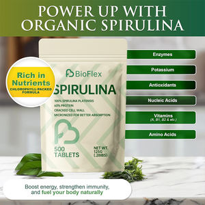 Comprimés de spiruline biologique 100% sans sucre de marque privée OEM dans une pochette avec 9 acides aminés essentiels et potéine - Product Image 3