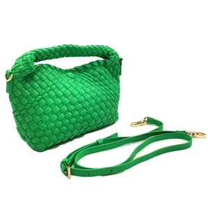 new style side weave cross bodybag pu women knot handmade woven shoulder bags handbag new designer 2024 3128