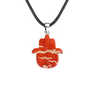 Colar com Pingente de Mão <span class=keywords><strong>Hamsa</strong></span> em Cristal Natural 57*50mm, Amuleto <span class=keywords><strong>Hamsa</strong></span> com Olho Esculpido e Cordão de Cera Preta, Joia - Product Image 4