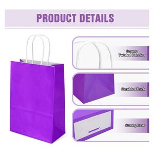 Gift Bags with Handles Flat Bottom Kraft Paper Bags for Christmas Halloween Kids Birthday <b>Wedding</b> Party Kraft Paper Bags - Product Image 4