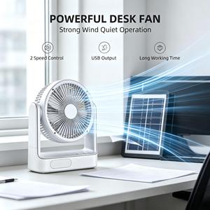 Ventilador solar portátil para exteriores en oferta, con USB y luz, ventilador recargable con paneles solares. - Product Image 4