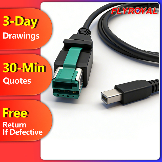 Customized Cable 12V/24V Power USB 2.0 Braid PVC 2m Power Female Extension Cable 12V Male to Female for POS Equipment