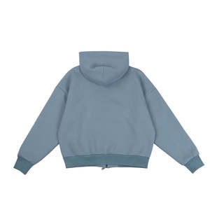Sweat à capuche zippé doublé polaire pour homme 100% coton uni écologique surdimensionné coupe-vent respirant avec poche anti-boulochage hiver - Product Image 3