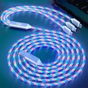 Cavo Luminoso LED 3 <span class=keywords><strong>in</strong></span> 1 con Connettori <span class=keywords><strong>Type</strong></span> <span class=keywords><strong>C</strong></span> e USB per Ricarica Rapida, Accessori per iPhone - Product Image 1