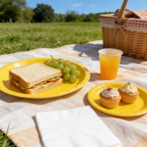 DAMAI - Juego de Vajilla de Papel Amarillo para Fiestas, Vajilla Desechable para Mesa de Fiesta, Platos de Papel Sólido de 7 y 9 Pulgadas, Vasos y Servilletas - Product Image 1