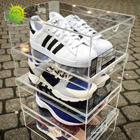 Boîtes de rangement pour chaussures en acrylique transparentes sur mesure, prix d'usine, vente en gros, pour centre commercial