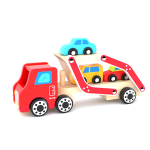 High Quality Double Deck Boy Children <strong>Car</strong> Trailer Transporter Kids Vehicle <strong>Toys</strong> <strong>Wooden</strong> Truck <strong>Toy</strong> With 3 Mini <strong>Cars</strong> Folding <strong>Ramp</strong> - Product Image 3