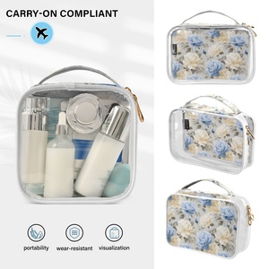 Hawaii Custom Puakenikeni LeiVintage Blue White Rose Women's 2-piece Transparent <b>Makeup</b> <b>Storage</b> Bag Travel Toiletry Bag - Product Image 5