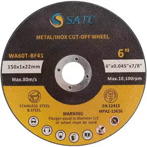 Disco da taglio per rotaie Abrasive SATC disco da taglio accessori per calcestruzzo in pietra sega metallo acciaio inossidabile 25 pezzi 6 X .045X7/8"