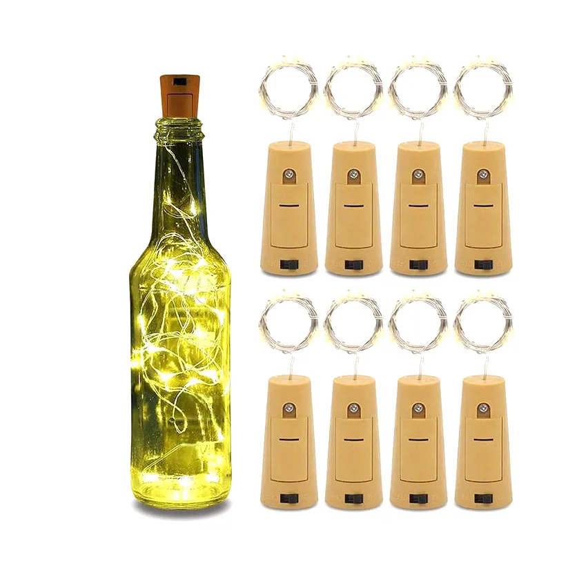 LED Wine Bottle Cork Copper Wire Decorative Fairy Smart Lighting Led String Battery Operated Outdoor Solar Fairy Lights Cork
