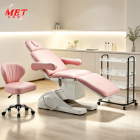 Table de massage faciale moderne en acier inoxydable à 3 sections réglables, table de spa relaxante, table de massage cosmétique