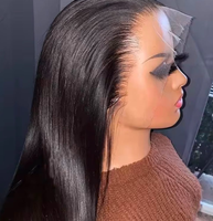 Perruques de cheveux humains lisses HD Lace Front de 30 à 40 pouces, pré-épilées, noires naturelles, densité 180 %, longues et droites, pour femmes noires