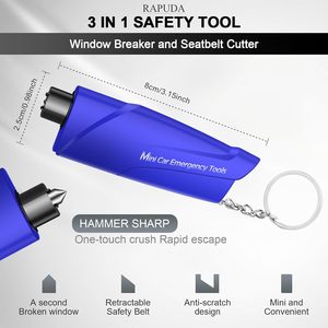 RAPUDA Outil d'évasion automobile 3-en-1 mini brise-vitre, lot de 3, brise-vitre et coupe-ceinture de sécurité, porte-clés, outils d'urgence automobile - Product Image 5