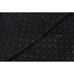 ผ้ากำมะหยี่ปักลายสีดำ Triloki ขนาด 44 นิ้ว น้ำหนักปานกลาง สำหรับงานแต่งงาน งานฝีมือ ขายเป็นหลา TFAB14-053 - Product Image 3