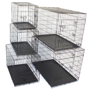 <strong>Large</strong> Double-Door <strong>Dog</strong> Cage with Easy Carry Install Solid Pattern Iron <strong>Kennel</strong> for Larger Breeds Stainless Steel Metal - Product Image 6