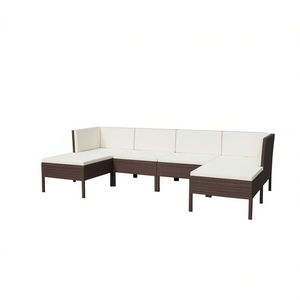 Set di Mobili da Giardino in Rattan PE Marrone Modulare con Cuscini per Sedute Esterne, Capacità 7 Persone, Design Moderno - Product Image 1