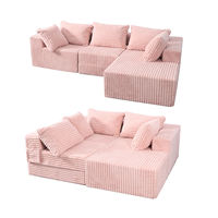 Canapé modulaire sectionnel en L contemporain en tissu moelleux Pure Foam, convertible en lit et inclinable, livré compressé en boîte, pour maison locative et petit appartement