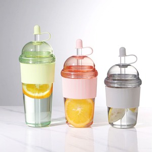 Gobelet en plastique transparent à <span class=keywords><strong>double</strong></span> <span class=keywords><strong>paroi</strong></span> de 430 ml, design mignon, <span class=keywords><strong>tasse</strong></span> à boire d'été avec paille, utilisation à domicile, mariages, tasses à thé, bière - Product Image 3