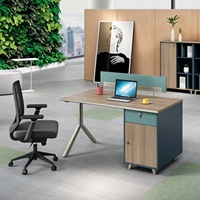Bureau de travail modulaire moderne pour entreprise, combinaison de chaises de bureau, panneau pour quatre personnes, poste de travail informatique en bois, 2 tiroirs de rangement, montage facile