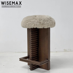 เฟอร์นิเจอร์ห้องนั่งเล่นดีไซน์เนอร์สไตล์ WISEMAX โครงไม้หุ้มขนแกะ ที่วางเท้าทรงกลม สำหรับอพาร์ทเม้นท์ - Product Image 6