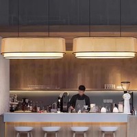 Lustre LED contemporain lumière blanche chaude suspension en corde de chanvre pour la maison salon hôtel restaurant rectangle/long