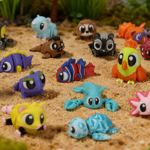 Ensemble de figurines d'animaux imprimées en 3D 2026, jouets articulés flexibles anti-stress, décorations mignonnes pour animaux de bureau, idéales pour les cadeaux de fête - Product Image 2