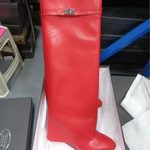 Bottes mi-longues pour femmes en daim imperméable et respirant avec boucle de <span class=keywords><strong>requin</strong></span>, tube large, tube droit, talon compensé, 2024 - Product Image 4