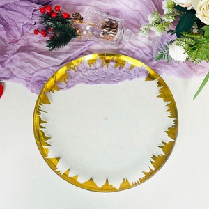 Platos de Presentación de Plástico de 13'' con Borde Dorado, Platos de Presentación de Lujo Dorados para Decoración de Bodas y Restaurantes en la Mesa - Product Image 5