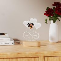 Lampe en acrylique personnalisée DPDP, cadeau fait à la main, Saint-Valentin, illusion 3D, cœur, veilleuse LED, décoration d'amour pour les amoureux