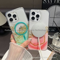 Casing Ponsel Akrilik Magnetik Marmer Platinum Glitter dengan Tepi Lunak dan Bagian Belakang Keras untuk 18 Pro Max, Tebal dan Diperkeras