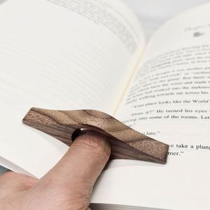 Wooden Book Page Holder <b>Handmade</b> Natural Solid Walnut Thumb <b>Bookmark</b> Reading Accessories Promotion Craft Gifts for Readers - Product Image 1