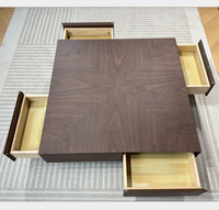 Table basse rectangulaire en bois massif de style italien, haut de gamme, minimaliste, vintage, couleur noyer, moderne et épurée pour salon