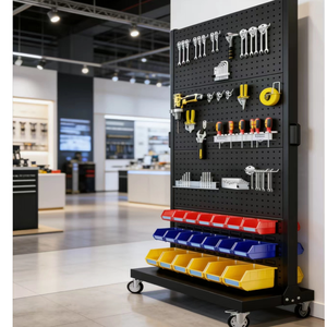 Werkzeugregal Aufbewahrungsregal Werkstattregal Pegboard Vertikales Wandmontiertes Rundlochregal Hakenbrett - Product Image 1