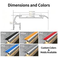 Profilés d'angle lumineux en L pour marches d'escalier en alliage d'aluminium avec bandes antidérapantes et éclairage LED pour ligne de production