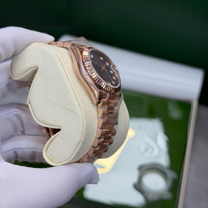 Montres mécaniques automatiques 31 mm en métal doré avec lunette cannelée, cadran vert olive, date, <span class=keywords><strong>montre</strong></span> de luxe pour femmes avec diamants, <span class=keywords><strong>montre</strong></span> en or rose, modèle Président - Product Image 4