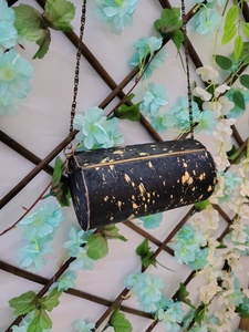 Sac bandoulière pour femme avec chaîne, style vintage, fermeture à rabat, motif mèches dorées, pour soirée, mariage, sac à main de soirée - Product Image 2