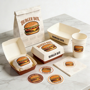Boîtes à emporter personnalisées imprimées, contenants écologiques en papier pour hamburgers et snacks, pour les plats à emporter - Product Image 1