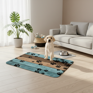 Tappetino Rettangolare per Porta con Stampa Zampa di Cane, Traspirante in Poliestere, Asciugatura Rapida, Assorbente, Antiscivolo, Motivo Animale, Lavabile a Mano, per Ingresso - Product Image 3