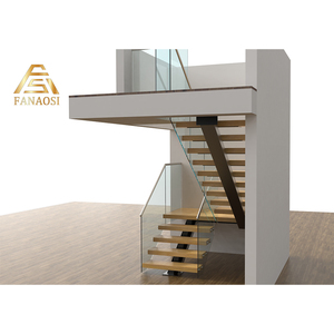 <span class=keywords><strong>Escalier</strong></span> droit intérieur <span class=keywords><strong>sur</strong></span> <span class=keywords><strong>mesure</strong></span> avec marches en bois massif pour projet résidentiel de villa - Product Image 1