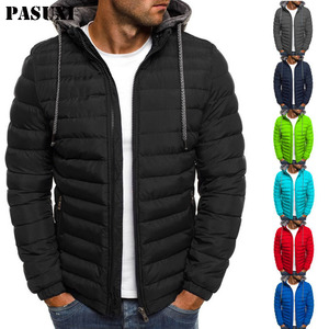 Veste matelassée à <span class=keywords><strong>capuche</strong></span> épaisse coupe-vent pour <span class=keywords><strong>homme</strong></span> PASUXI, vente en gros, veste d'<span class=keywords><strong>hiver</strong></span> chaude, couleur unie, coton, logo personnalisé - Product Image 1