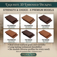 Planches de terrasse en composite bois-plastique imperméables WPC 3D embossées pour jardin, patio, balcon