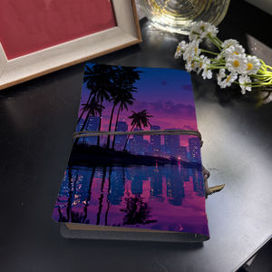 Cahier de notes A6 fait à la main Design Vintage fermeture à cravate 160 Pages doux <span class=keywords><strong>cadeau</strong></span> d'anniversaire pour <span class=keywords><strong>filleul</strong></span> 16 ans + avec palmiers Cityscap - Product Image 3