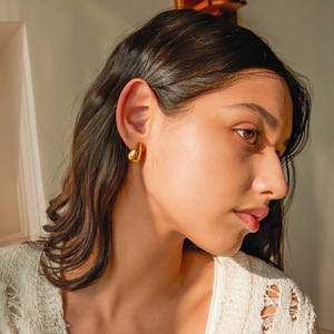 Fashion <b>Stud</b> <b>Earrings</b> Teardrop Shape 18k Gold Plated Zinc Alloy Minimalist Design For Women - Product Image 4