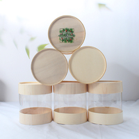 Houten cadeauverpakking voor taart, op maat gemaakte ronde houten doos voor kaas- of chocoladetaart