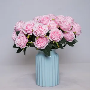 थोक कृत्रिम 9 सिर ऑस्ट्रेलिया रेशम फूलों का गुलदस्ता उच्च गुणवत्ता वाले कपड़े शादी के घर की सजावट के लिए कृत्रिम गुलाब के फूल