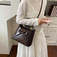 Nouveau Sac à Main Élégant pour Femme, Imperméable en PU, Motif Crocodile Rétro, avec Nœud, Fermeture Éclair Vintage, Sac à Bandoulière