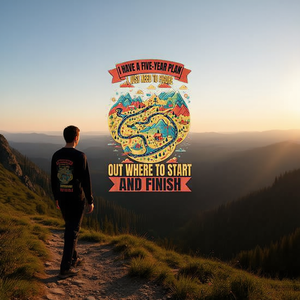 T-shirt à manches longues avec citation positive et design motivant, taille adulte unisexe, I Have A Five Year Plan - Product Image 3