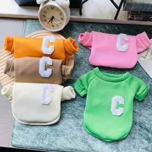 Sudadera con capucha para perros y gatos, diseño de letra C, ropa cálida de poliéster, adecuada para todas las estaciones, marrón, blanco, naranja - Product Image 2